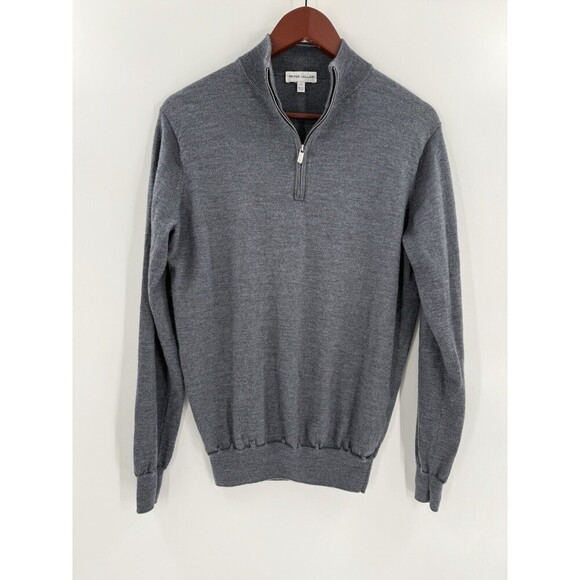 Peter Millar Charcoal Gray Merino Wool Blend 1/4 Zip Sweater Size SMALL EUC - Picture 7 of 13